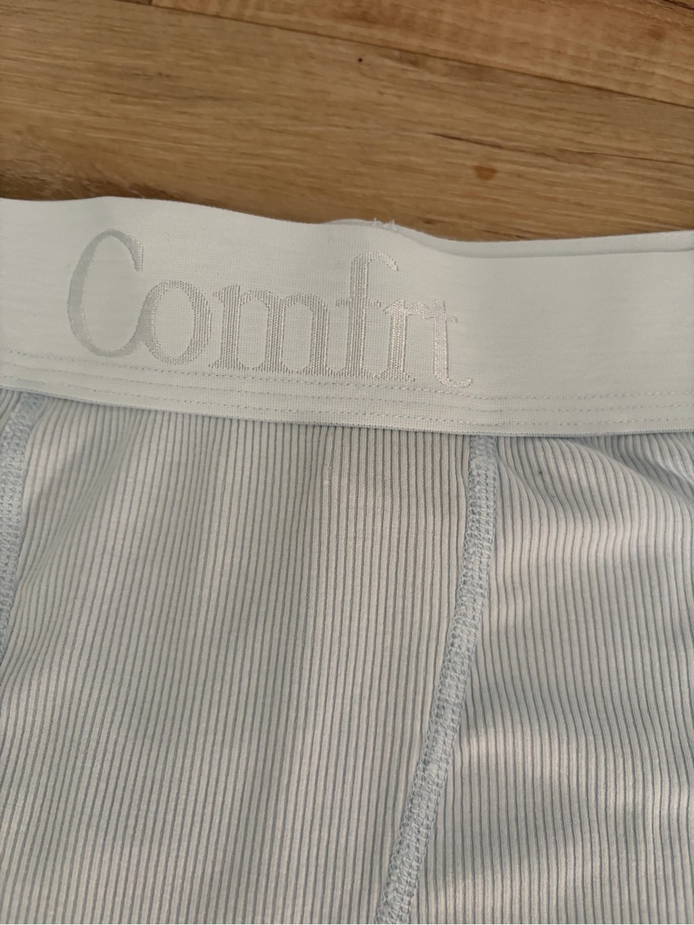 COMFRT Rib Contour Boxer Shorts Size L Powder Blue Ribbed - Picture 3 of 6